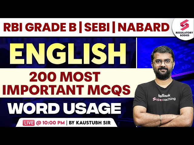 RBI Grade B 2024 | NABARD | SEBI Grade A | English | Word Usage Imp Questions | PYQs | Kaustubh Sir