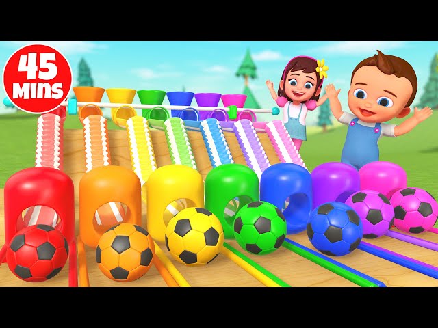 Learn Colors for Children with Color Soccer Balls Wooden Toys 3D Animation | Preschool Toddlers Edu