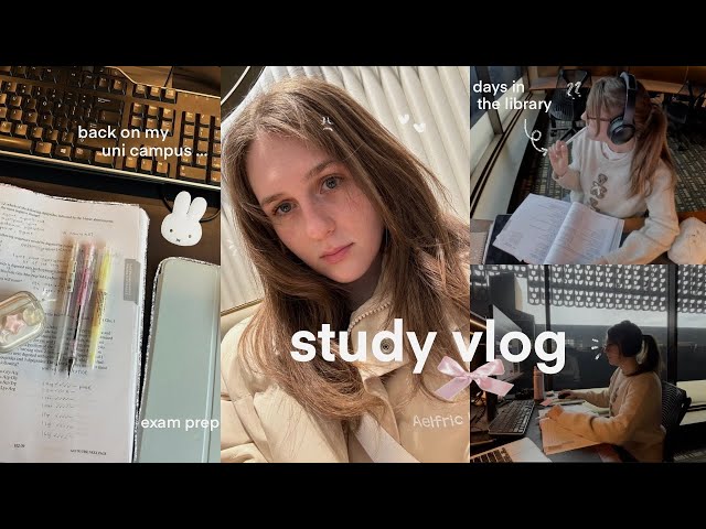 STUDY VLOG 📓 long library day,  back to uni campus, lots of studying, exam prep  & productive days