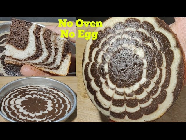 "Zebra cake without Egg & Oven Soft, fluffy cake recipe/marble cake in Telugu #Aruna's kitchen"