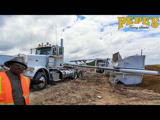 MESSY Dump-Trailer Rolled Over at the Landfill