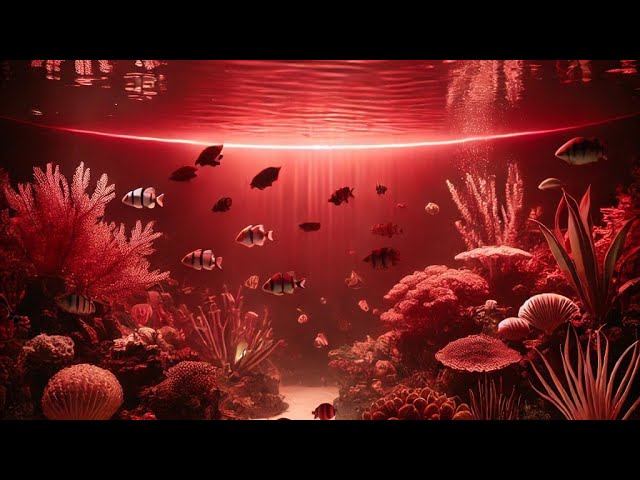 "Mesmerizing 6-Hour Red Light Aquarium Ambience | Relaxing Underwater Glow"