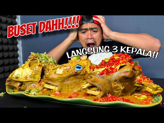 GILA! MUKBANG 3 KELAPA KAMBING MANDI CABE!!!