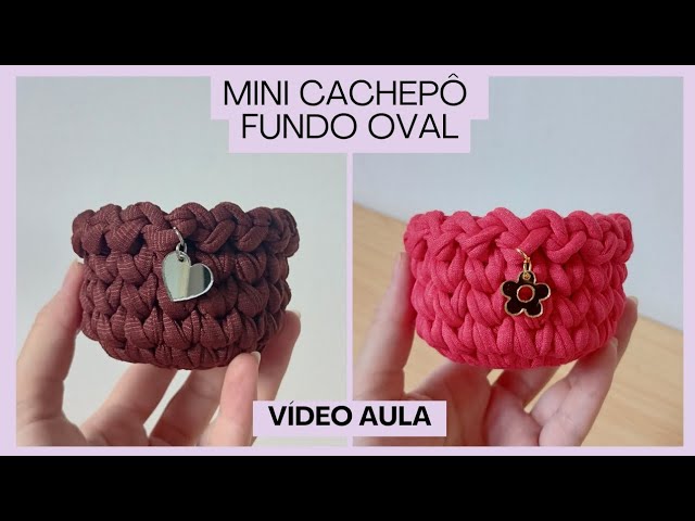 Mini cachepô em crochê com fio de malha | Passo a passo | Mini cestinho de crochê