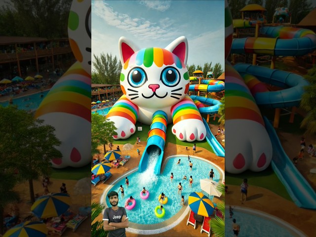 ❤️ Evolution of Cat : Big Water Slide 🥰 Maiw Milky ✅ #cat #cute #love #shorts