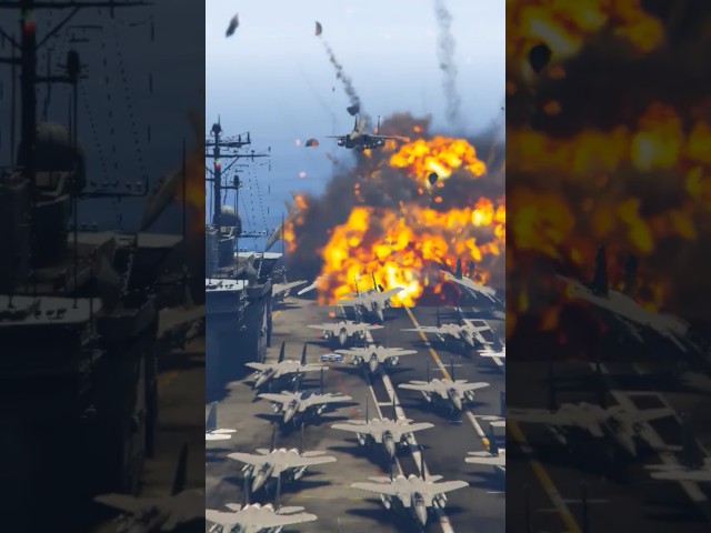 Irani fighter jet drops cluster bombs on Israeli navy aircraft base carrier|Gta5