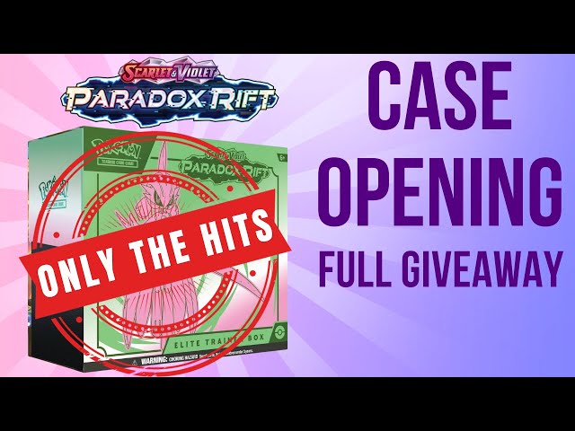 (ONLY THE HITS) CASE OPENING of Pokemon's NEW Paradox Rift Elite Trainer Boxes, FULL GIVEAWAY