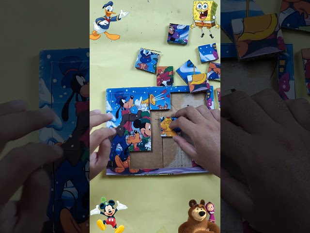 Square Puzzle of Mickey Mouse with Club House at winter...