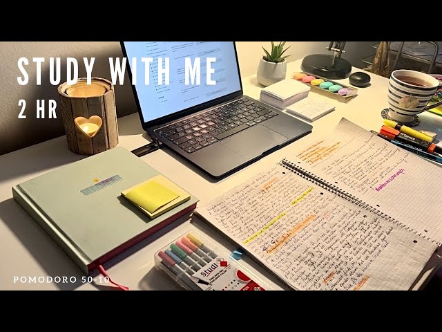 2 HR STUDY WITH ME 📚🎯 | Pomodoro 50-10 | Real Time | Without music, study noise | ASMR | Timer