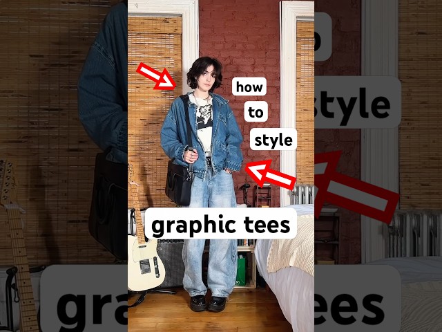 how to wear a graphic t-shirt! (PART 2) 👾🪄 #graphictee #unisexfashion #androgynous #inspo #styling