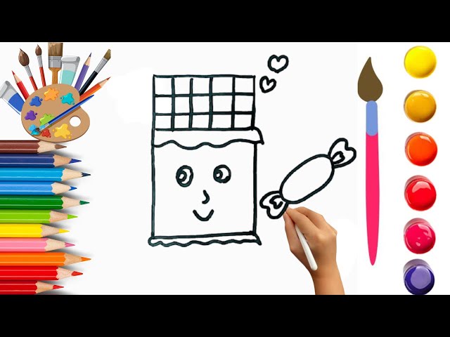 How to Draw a Cute Chocolate step by step for Kids || chocolate drawing easy #chocolateday2025