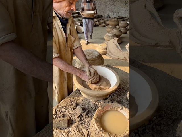 Turning Clay into Beautiful Pottery by Hand 🙄 #shorts #satisfying