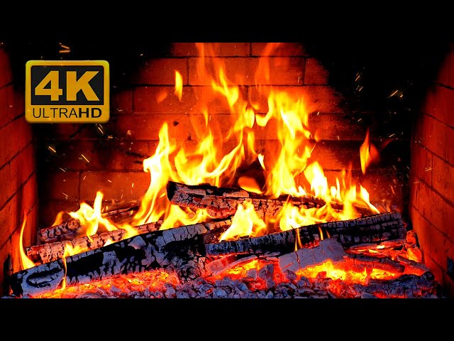 🔥 Fireplace 4K UHD! Fireplace with Crackling Fire Sounds. Fireplace Burning for Home