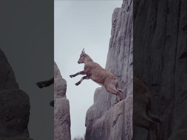 Goat jumping on mountain #wildlife #shortvideo #shortsfeed #shorts #short #goat #mountains