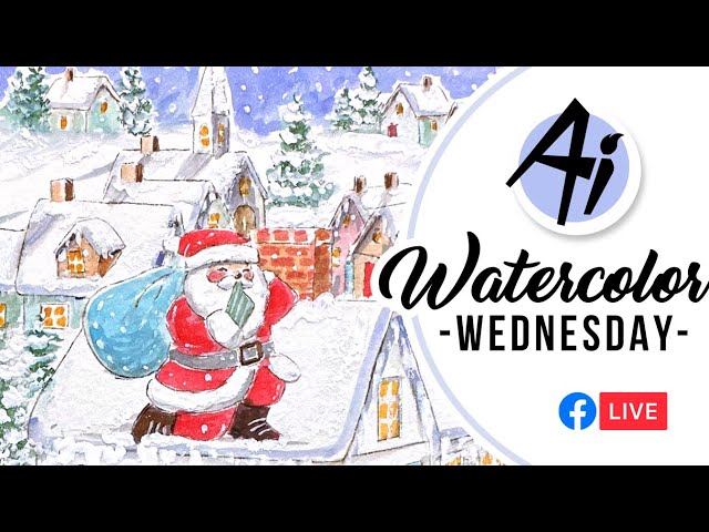 Ai Watercolor - Rooftop Santa - Dec. Throwback