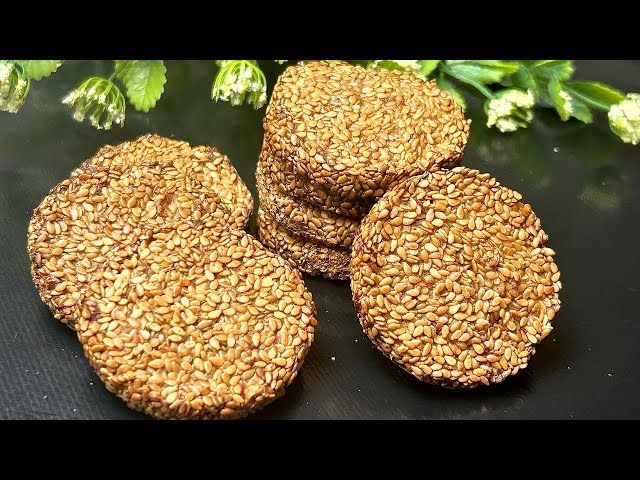 Delicious cookies in 10 minutes! Crispy sesame cookies!