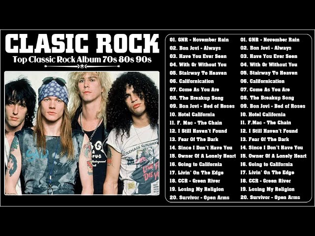 ACDC, Queen, Aerosmith, Bon Jovi, Metallica, Nirvana, Guns N Roses🔥Classic Rock Songs 70s 80s 90s