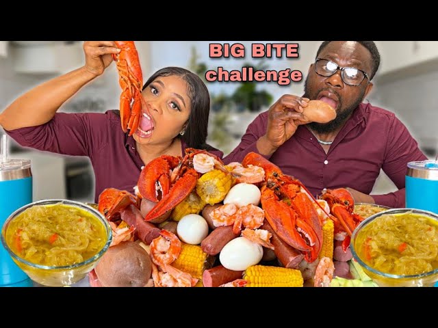 ONE BITE SEAFOOD BOIL MUKBANG CHALLENGE 먹방 + SURPRISE AT THE END!