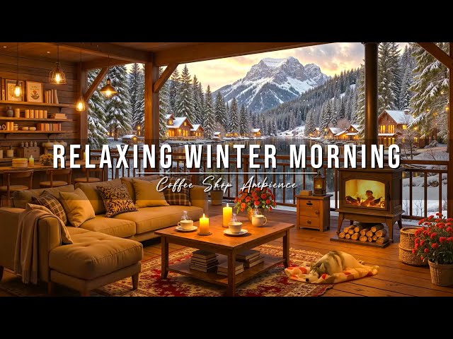 Relaxing Winter Morning Jazz at Cozy Coffee Shop Ambience ❄️ Warm Piano Jazz Music for Work & Study