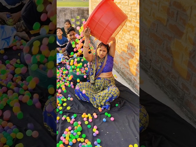 Pour challenge with 30,000 multi color ping pong ball fun games video #shorts #challenge