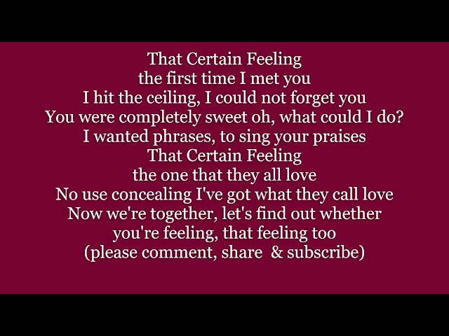 THAT CERTAIN FEELING by GEORGE GERSHWIN Lyrics Words text trending sing along song music