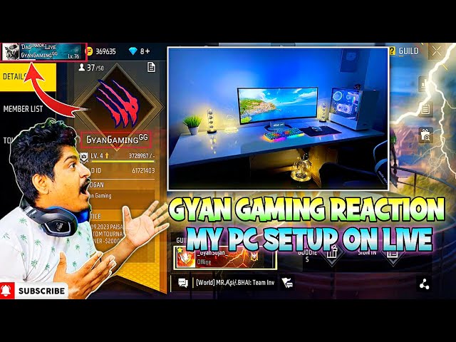 GYAN GAMING REACTION😲😱MY PC SETUP ON LIVE😍FINALLY JOINED GYAN GAMING GUILD​@GyanGaming