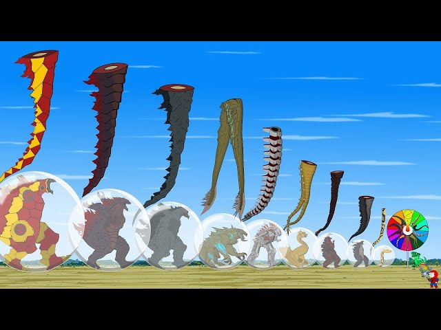 Godzilla & KONG, PYTHON, SHARK, BLOOP: Monster Tail Size Comparison | Godzilla & KONG Cartoon