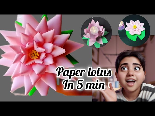 " DIY Lotus flower paper craft/ 3 Stunning DIY lotus flower craft/ Saraswati puja decoration ideas