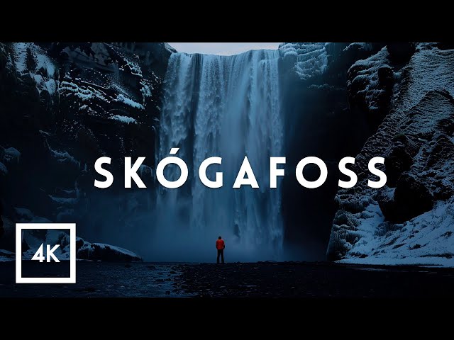 Skógafoss Waterfall and River Sounds for Sleep and Study 4K ASMR