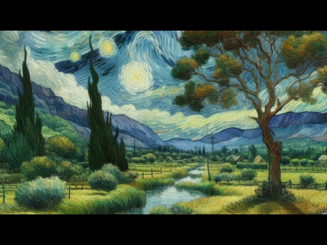 4K Vintage Meadow Painting. Van Gogh TV Art Screensaver for TV Wallpaper. 10 HOURS