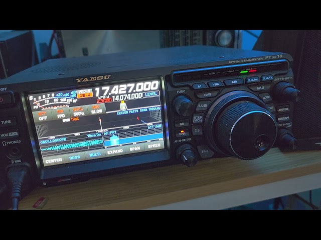 M12 Russian CW numbers station 17427 kHz Shortwave Yaesu FTdx10 end fed V antenna