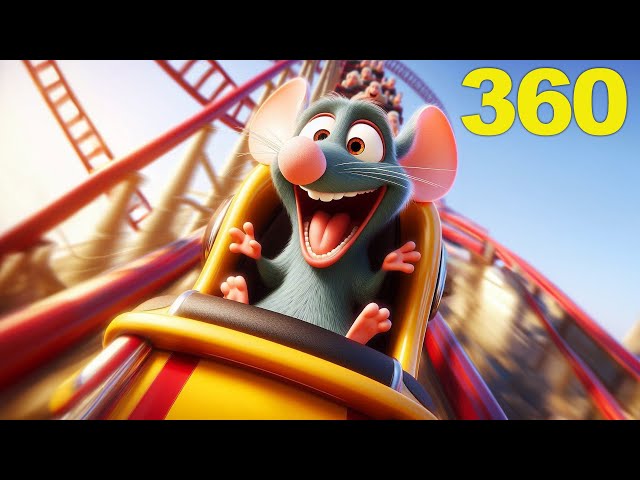 Mouse in a Roller Coaster 🐭 360 VR Ratatouille 3D Ride