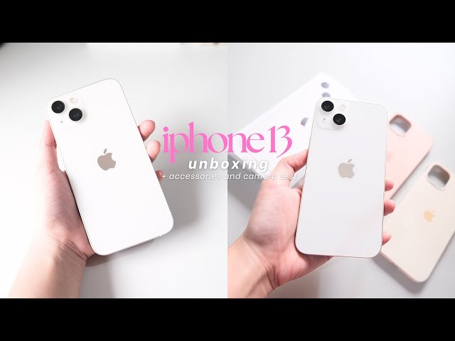 iphone 13 aesthetic unboxing 2025 ⋆౨ৎ˚⟡˖ ࣪+ accessories, camera test | iphone 13 Starlight aesthetic