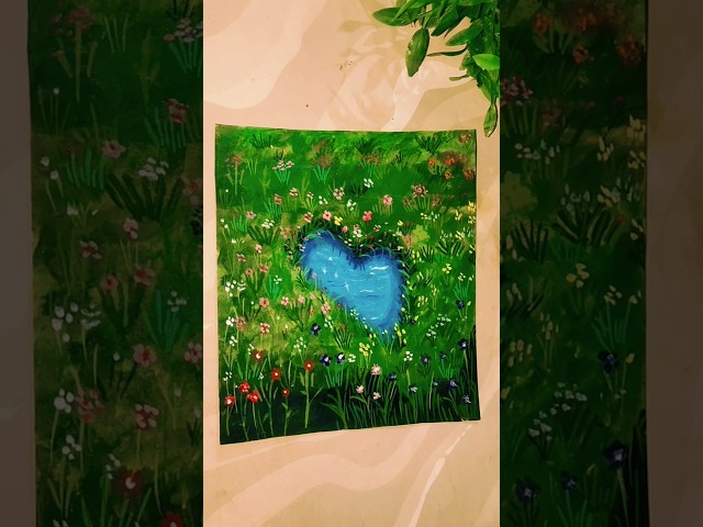 52/365days Craft🏞️🌿one of my favourite  painting 2025just greenery 🌿🌱#greeneryArt#paintinglake🏞️🌿🌱♥️