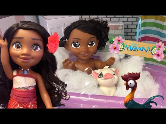 Moana and little sister dolls Night routine 🌙 Moana 2 Disney