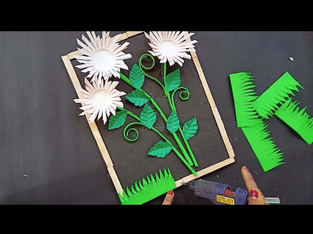 Beautiful paper flower wall hanging/unique craft idea with cardboard/homedecor