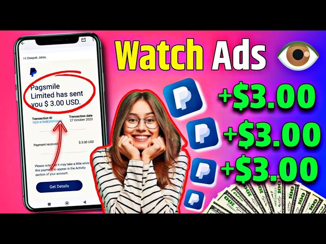 Watch ADS & Paid $3.00 instant🔥 | PayPal Earning App 2024 | Make Money Online PayPal 💸