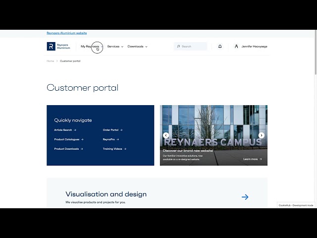 Reynaers Aluminium - New Customer Portal (Extranet)