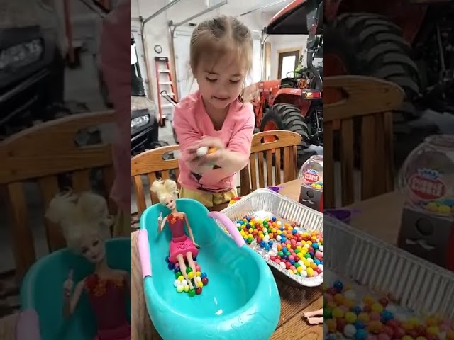 ASMR Cute Baby Girl Playing Gumball Candy and Baby Doll #baby #satisfying #asmr #shorts #babygirl