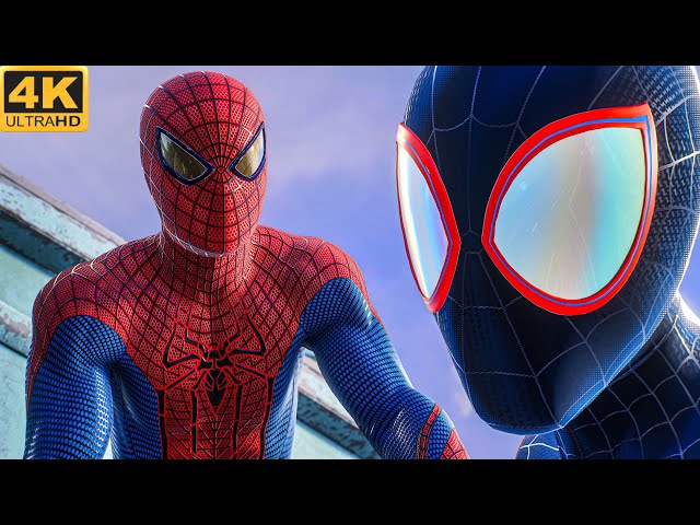 Andrew Garfield + Miles Morales VS Kraven Hunters 4K HDR Spiderman 2 Ps5 Slim