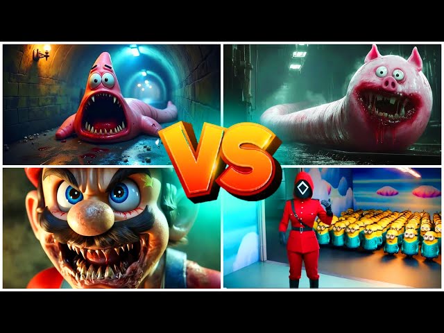 Patrick.exe Worm Monster🆚Peppa Pig.exe🆚Mario Monster🆚Minion.exe Squid Game | Wheel Spin!