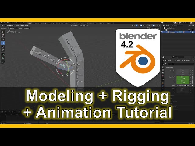 Modeling + Rigging + Animation - Blender 4.2 Tutorial #Blender #rigging #modeling #modeling