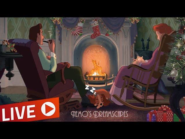 🔴 A Vintage Christmas by a cozy fireplace 🎅 Oldies playing in another room w/ crackling fire ASMR