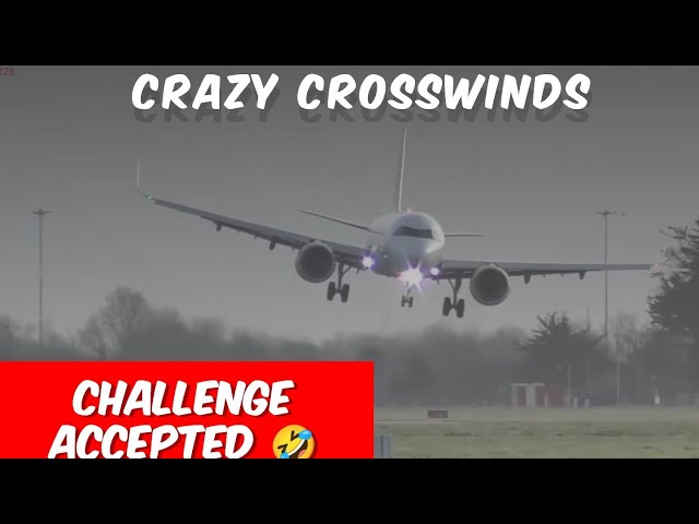 Crosswind Sideways Landing - HiSky at Dublin Airport during High Winds