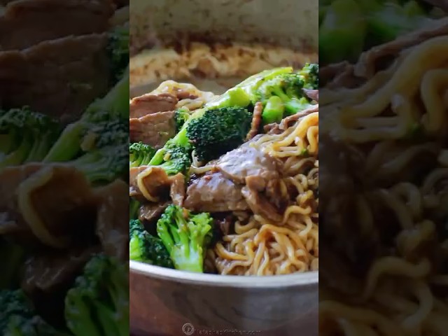 Quick Beef and Broccoli Ramen Stir Fry #shorts