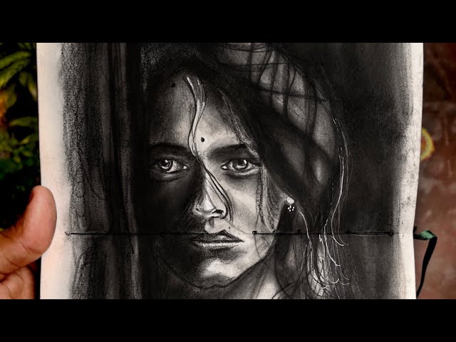 🎨✨"Shadows of My Muse: A Charcoal Sketch Timelapse Tribute to Love" 🎨 #art #artistmagic #drawing