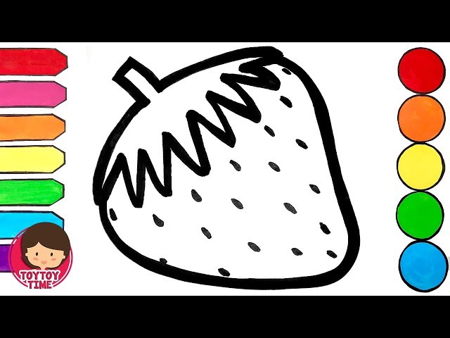 Glitter Strawberry Coloring Page Drawing for Kids and Toddlers Zeichnen für Kinder  Vẽ cho trẻ em