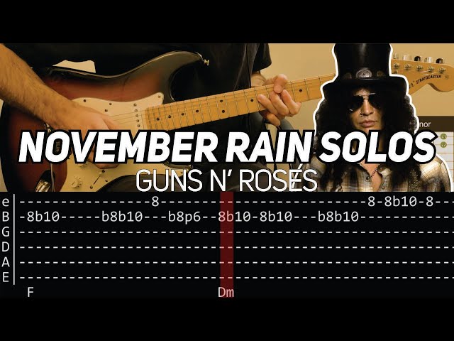 Guns N' Roses - November Rain solos (Guitar lesson with TAB)