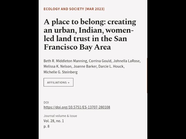 A place to belong: creating an urban, Indian, women-led land trust in the San Francis... | RTCL.TV