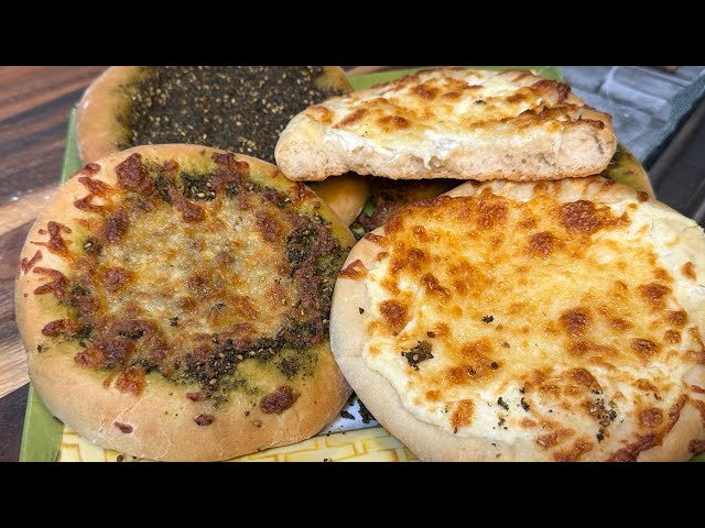 manakish is a traditional Middle Eastern flatbread( manakish )pain libanais /مناقيش